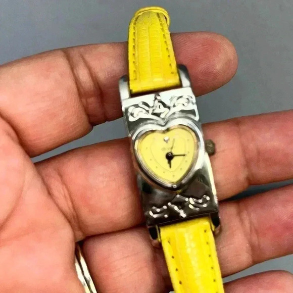 Brighton watch Santa Paula rare yellow w metal box *needs new battery - Picture 2 of 9